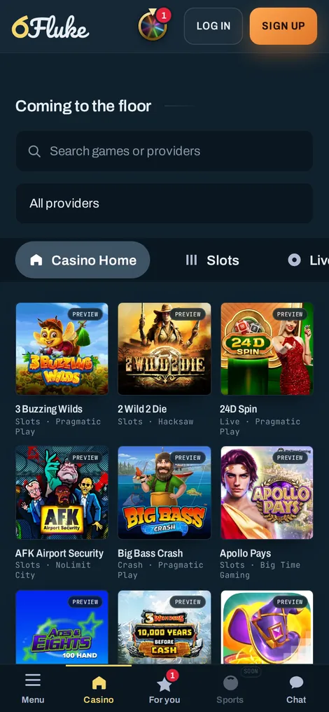 6fluke casino on mobile